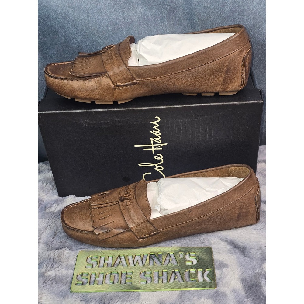 Cole Haan Air Tobin Driver Brown Leather Kiltie Tassel Loafers Womens 9.5 B
